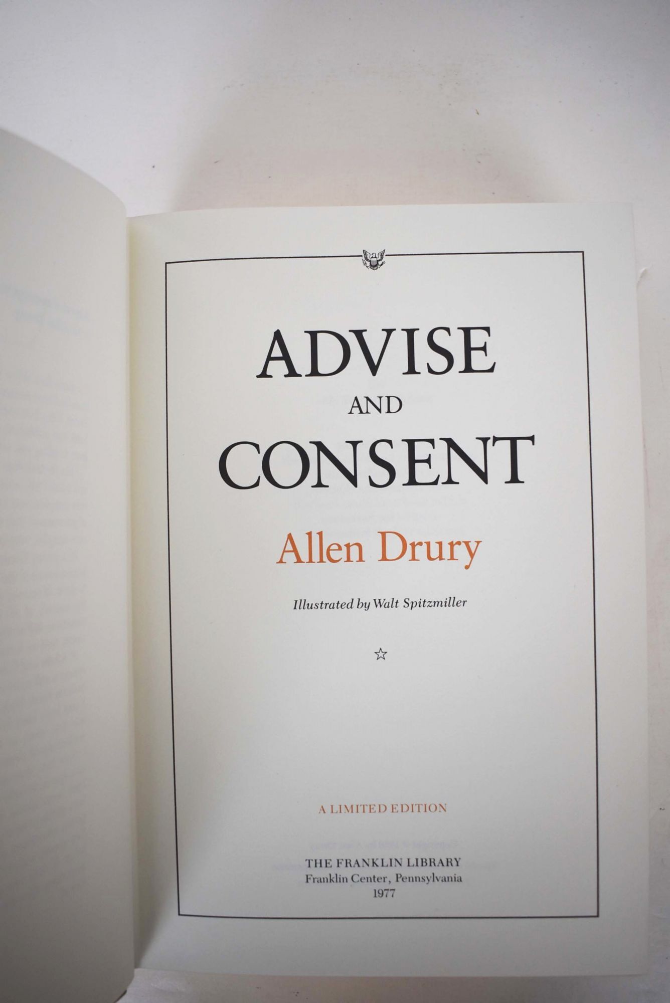 Advise and Consent Allen Drury Signed Limited Edition