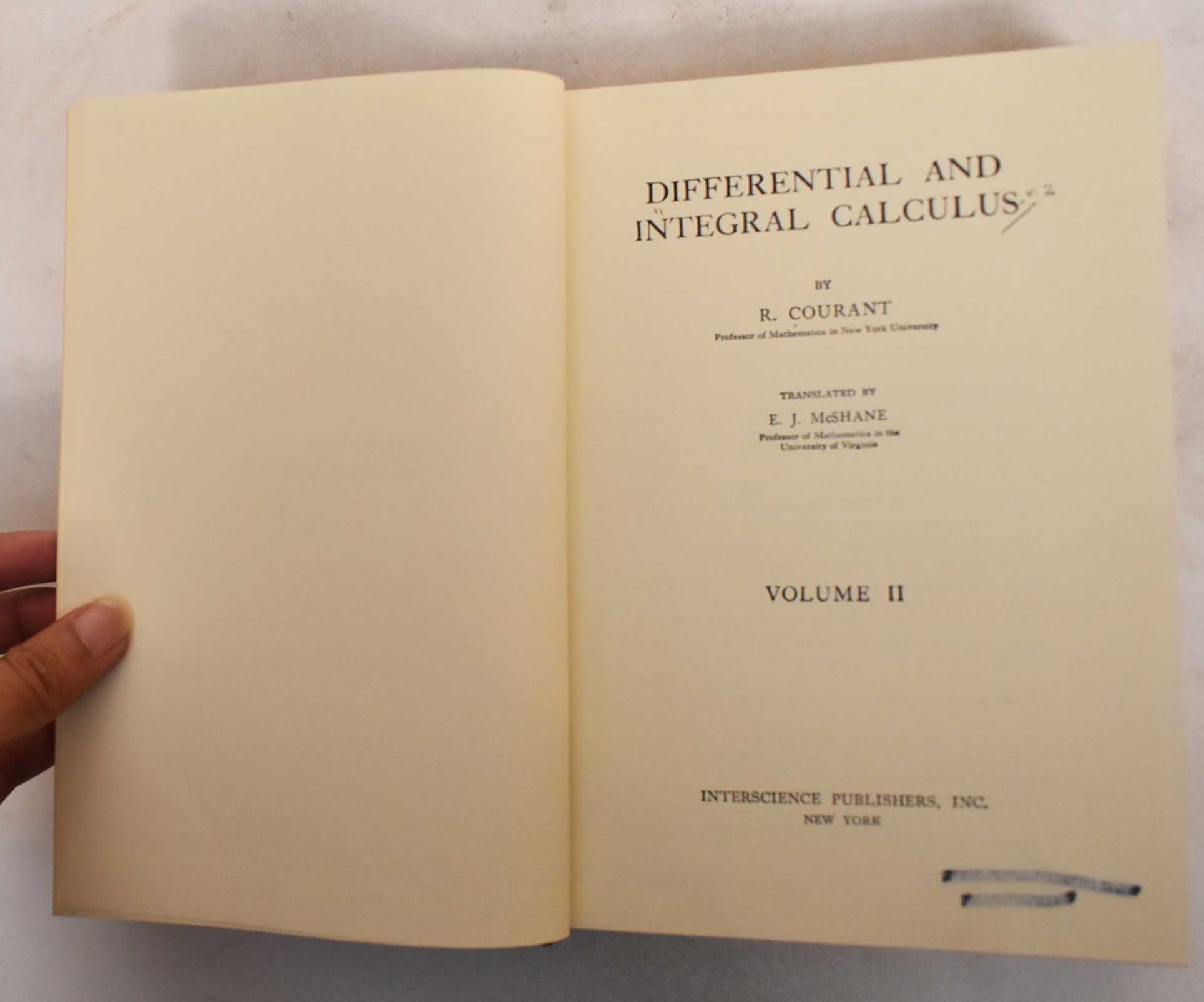 Differential And Integral Calculus 2 Volumes Richard Courant E J Differential and integral calculus 2 volumes richard courant e j